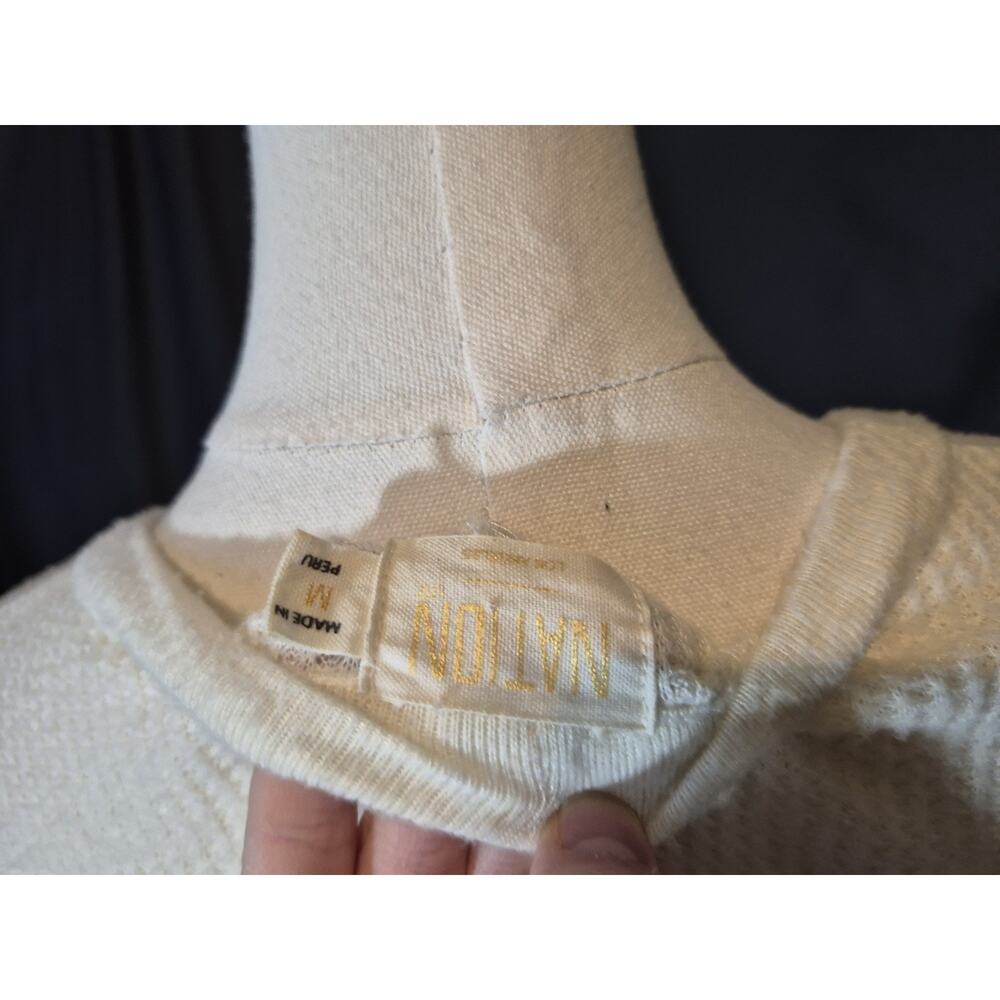 Nation LTD *IN IVORY* Waffle Knit Front Buttton Sweater Midi Dress Medium - Picture 9 of 9